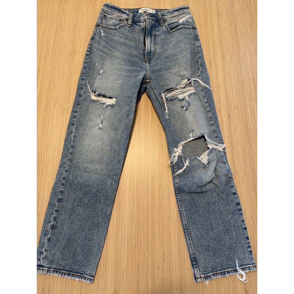 Abercrombie & Fitch High Rise Distressed Blue Jeans